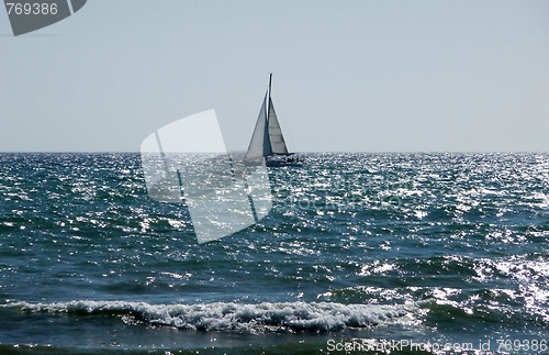 Image of Sail Boat In Sea On Brighton Coast