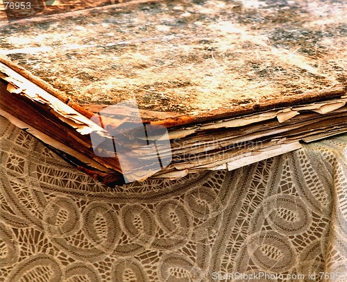 Image of old book and lace