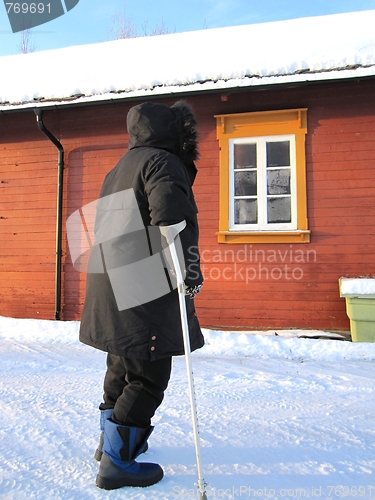 Image of Overweight disabled woman