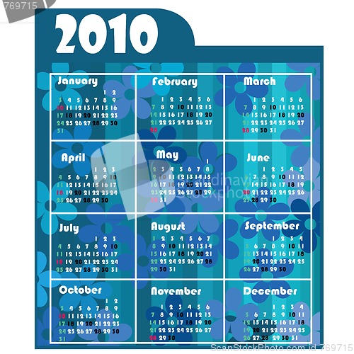 Image of floral calendar for 2010