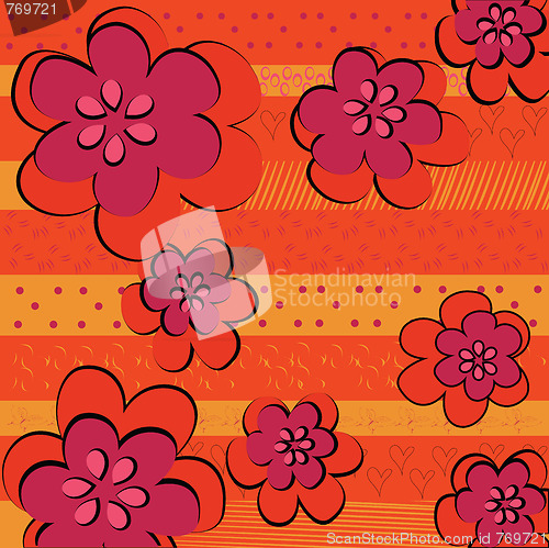 Image of Abstract beautiful flowers background, vector illustration