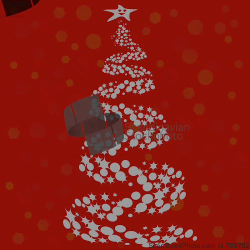 Image of Abstract Christmas tree on red background