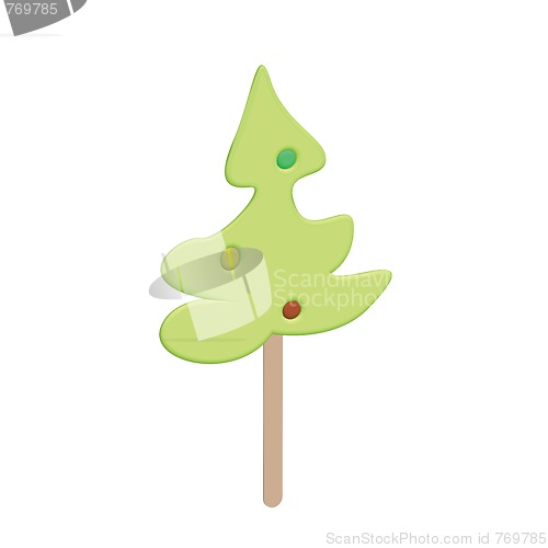 Image of Christmas tree candy on a wooden stick
