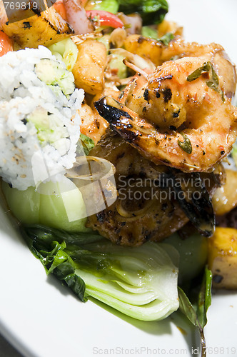 Image of grilled lemon grass shrimp thai food