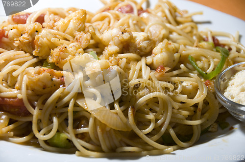 Image of lobster spaghetti as photographed in nicaragua