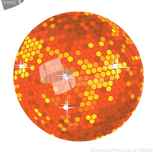 Image of Bright red disco ball illustration