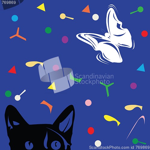Image of cat and butterfly