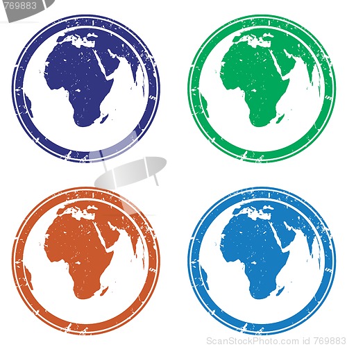 Image of Collection of stamps with earth globe