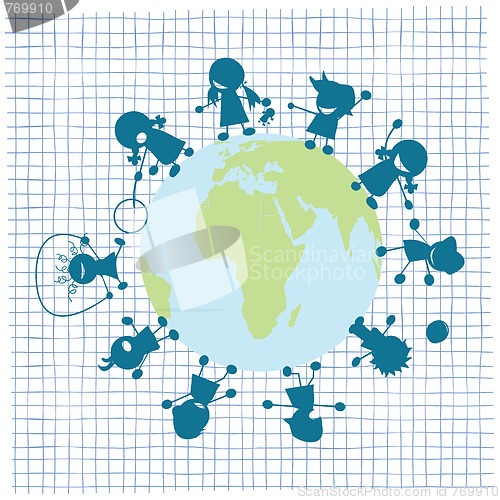 Image of Children and globe illustration
