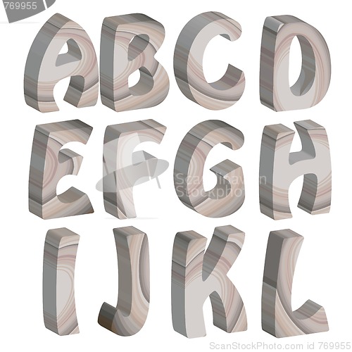 Image of 3D wooden letters of the alphabet