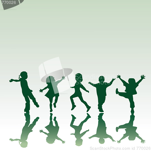 Image of Five children silhouettes