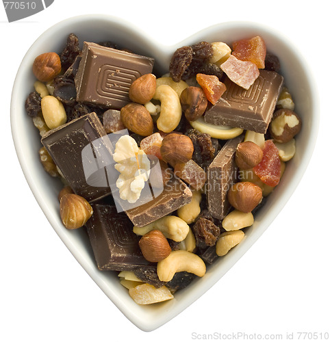 Image of I heart chocolate, fruits and nuts