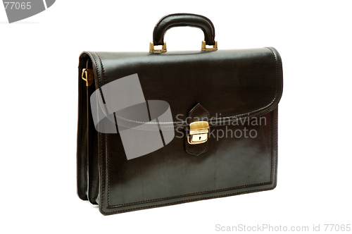 Image of Black leather briefcase