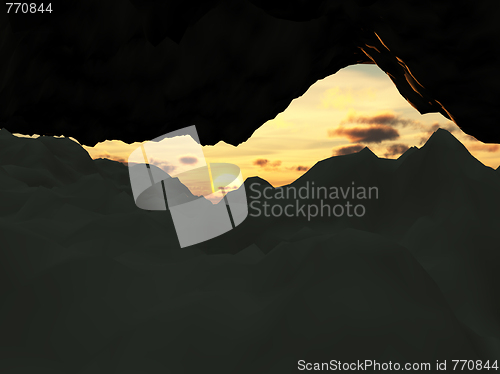 Image of Underground Cave With Sky