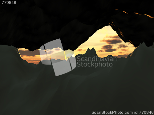 Image of Underground Cave With Sky