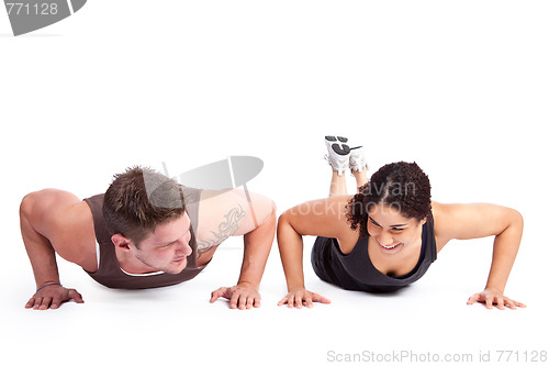 Image of Exercise woman with trainer