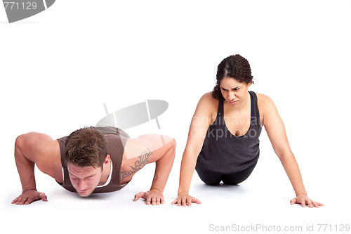 Image of Exercise woman with trainer