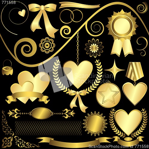 Image of Set golden design elements 