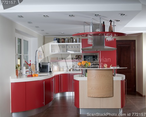 Image of Red modern kitchen