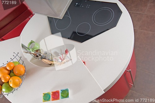 Image of Red modern kitchen