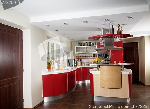 Image of Red modern kitchen