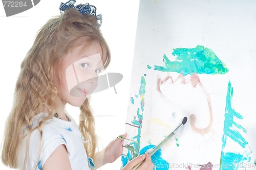Image of Little girl painting