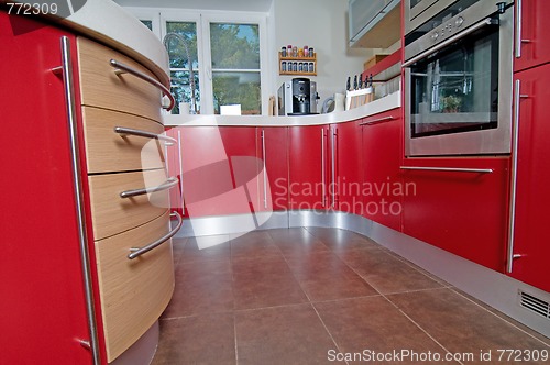 Image of Red modern kitchen