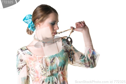Image of Young woman in studio