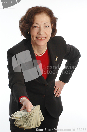 Image of business woman offering money 820