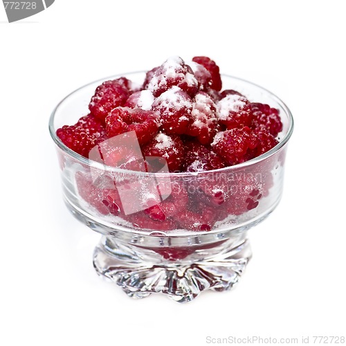 Image of Fresh raspberries in dish