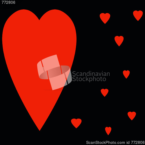 Image of Big red heart on black background
