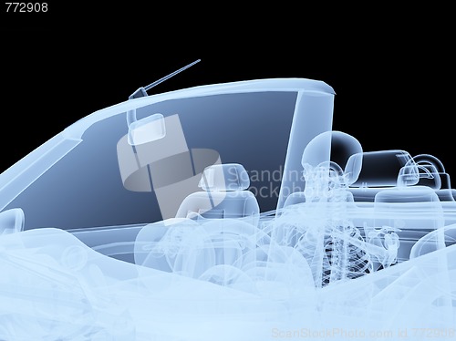 Image of Xray Skeleton Driving A Car