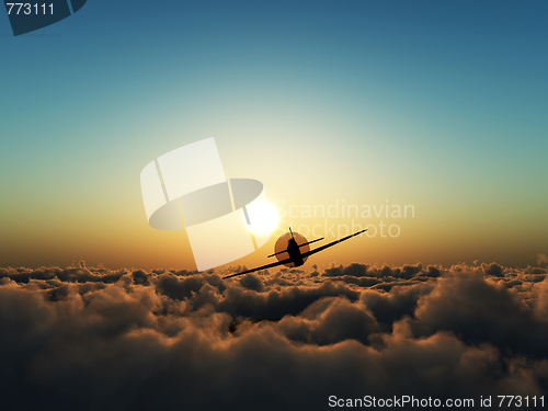 Image of Propeller Plane In The Sky