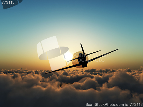 Image of Propeller Plane In The Sky