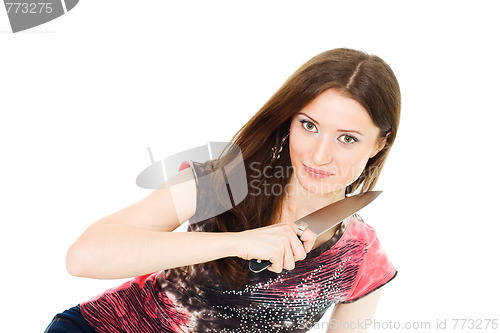 Image of Woman leaking knife