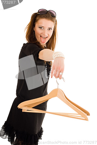 Image of Crazy woman on sale holding hanger