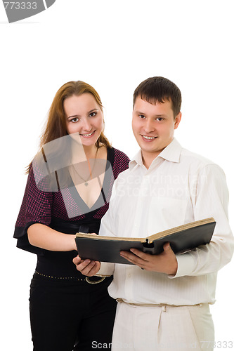 Image of Couple with book  album
