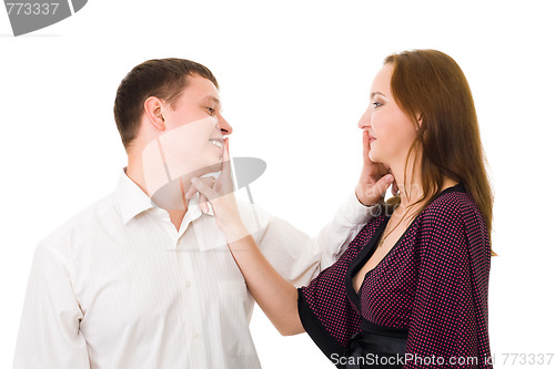 Image of Man and woman make hush sight with finger