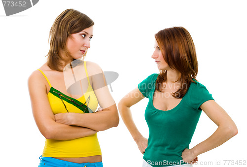 Image of two woman friends have an argue