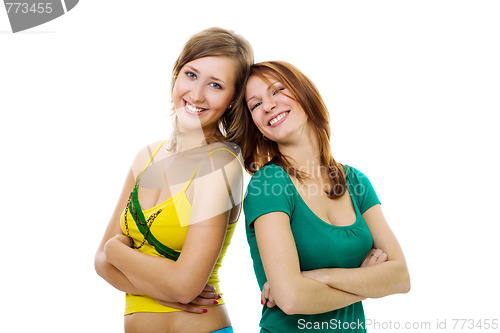 Image of Two woman leaning on each other