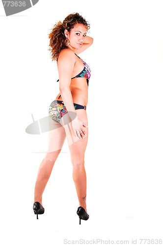 Image of Young pretty girl in bikini.