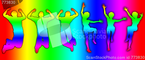 Image of Men And Women Jumping