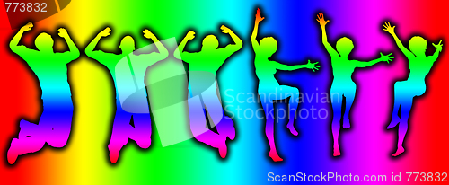 Image of Men And Women Jumping