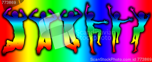 Image of Men And Women Jumping