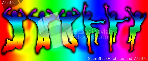 Image of Men And Women Jumping