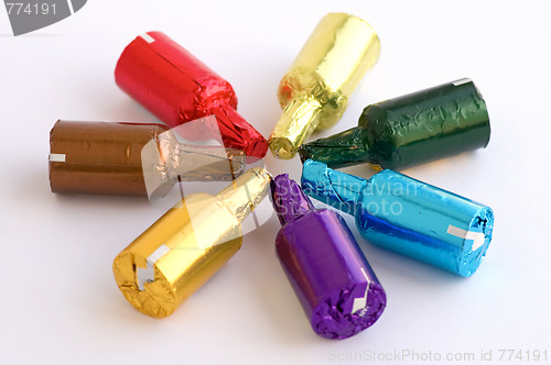 Image of Colorful chocolate bottles