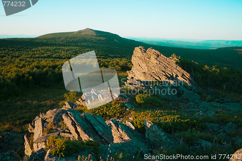 Image of  view to highest peak of south Ural