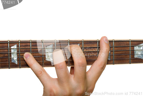 Image of stretching fingers playing guitar