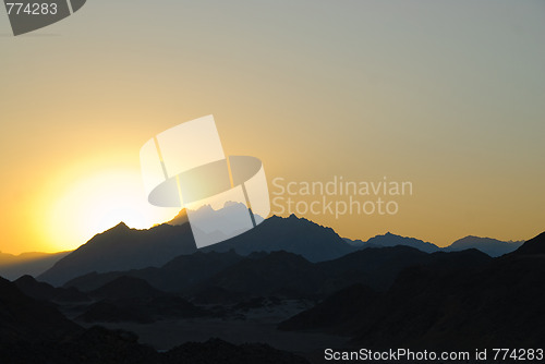 Image of sunset in Egyptian rocky desert