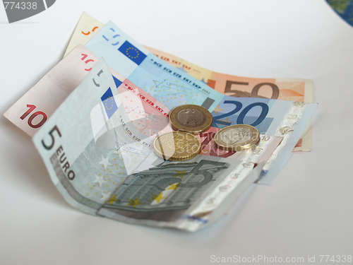 Image of Euro note and coin